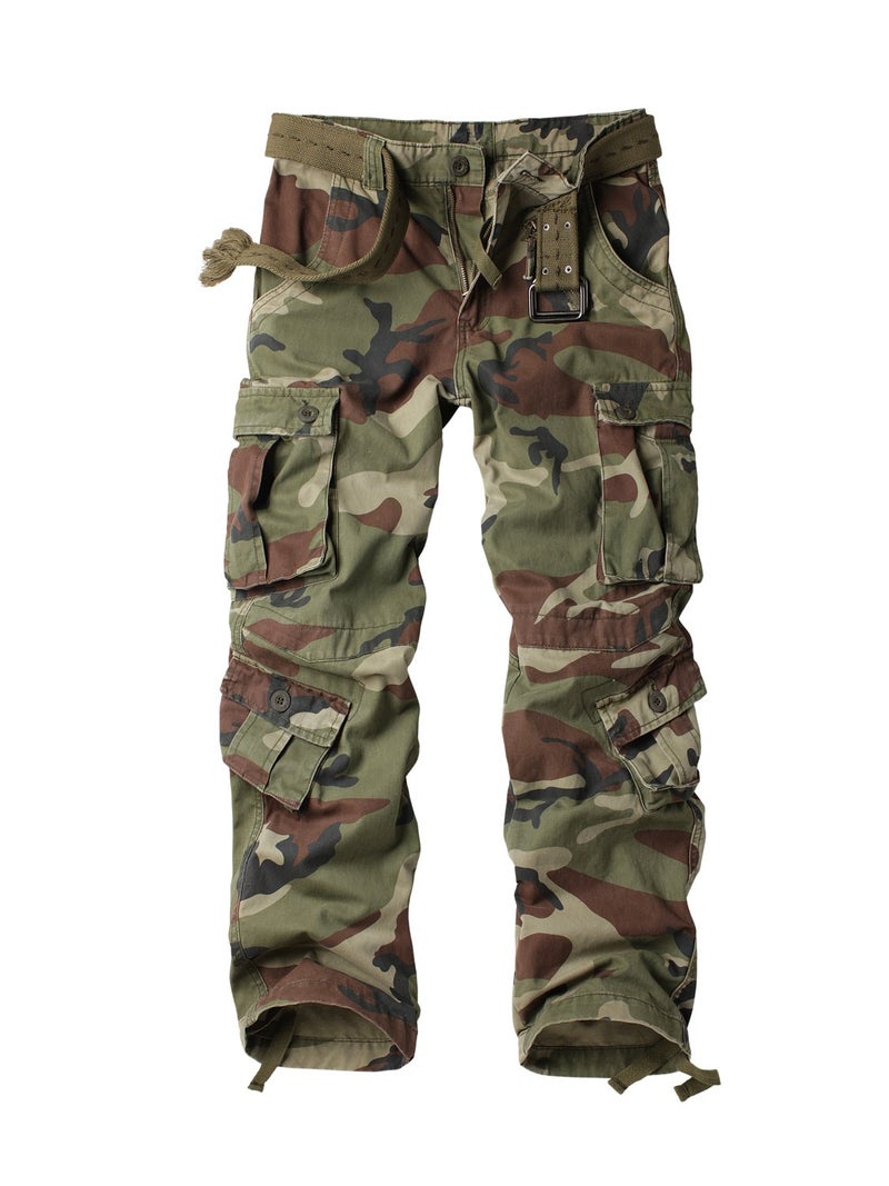AKARMY Men's Camo Cargo Work Pants Cotton Military Army Casual Tactical Wild Combat Pants with 8 Pockets C29 38x32 - Image 1